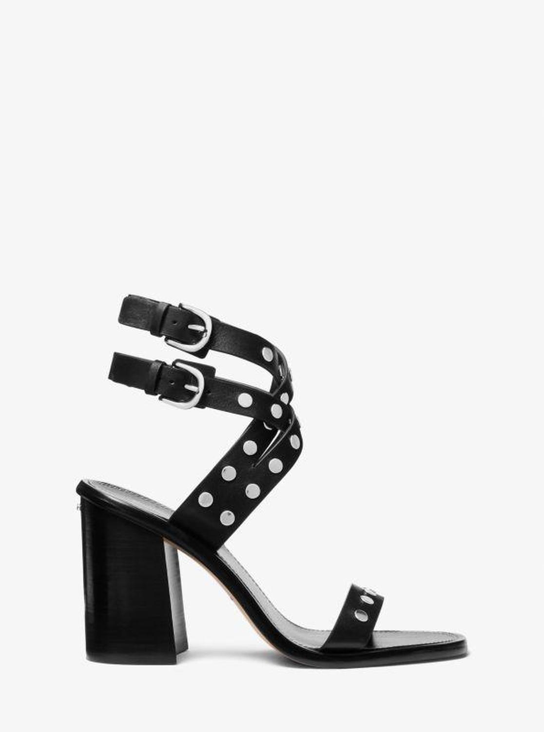 Irene Studded Leather Block Heel Sandal