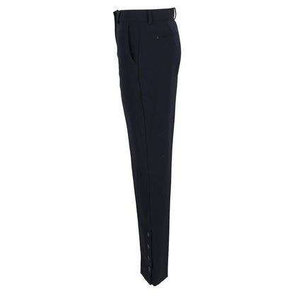 Max Mara High-Waisted Straight-Leg Trousers in Navy Blue Wool