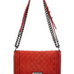 Chanel Red Quilted Suede Medium Boy Bag (Authentic Pre-Owned)