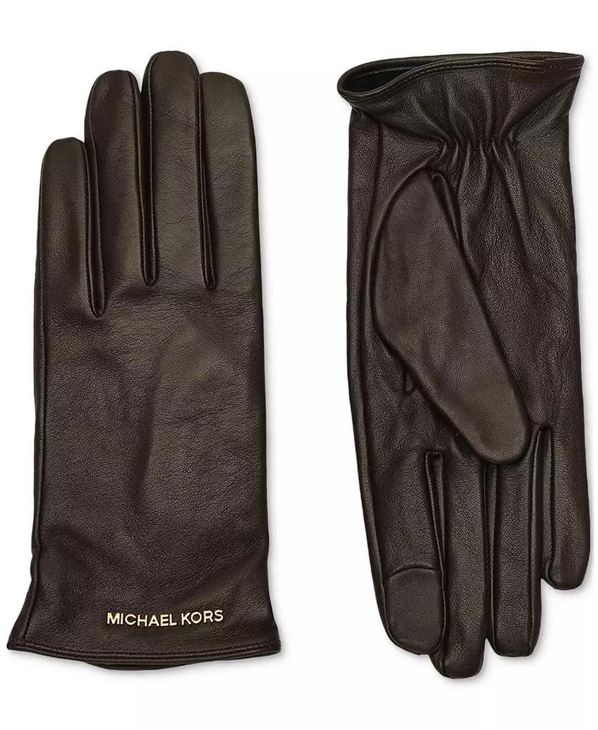 MICHAEL Women's Logo Detail Leather Tech Gloves