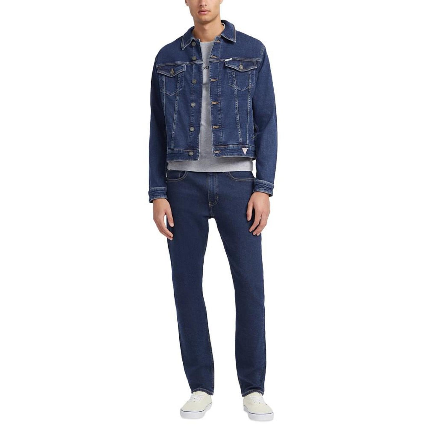 by GUESS Men's Slim-Fit Denim Trucker Jacket