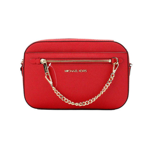 Michael Kors Jet Set Large East West Bright  Leather Zip Chain Crossbody Women's Bag