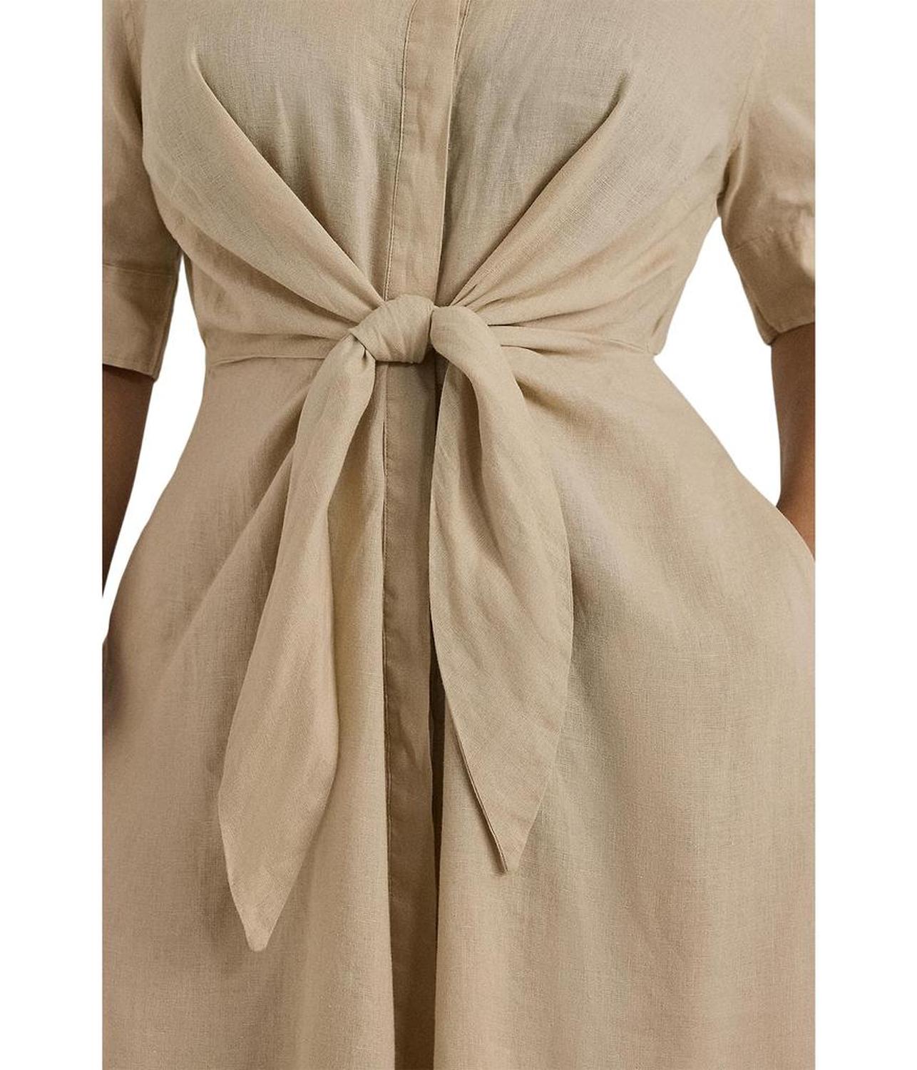 Plus Size Tie-Front Linen Shirtdress