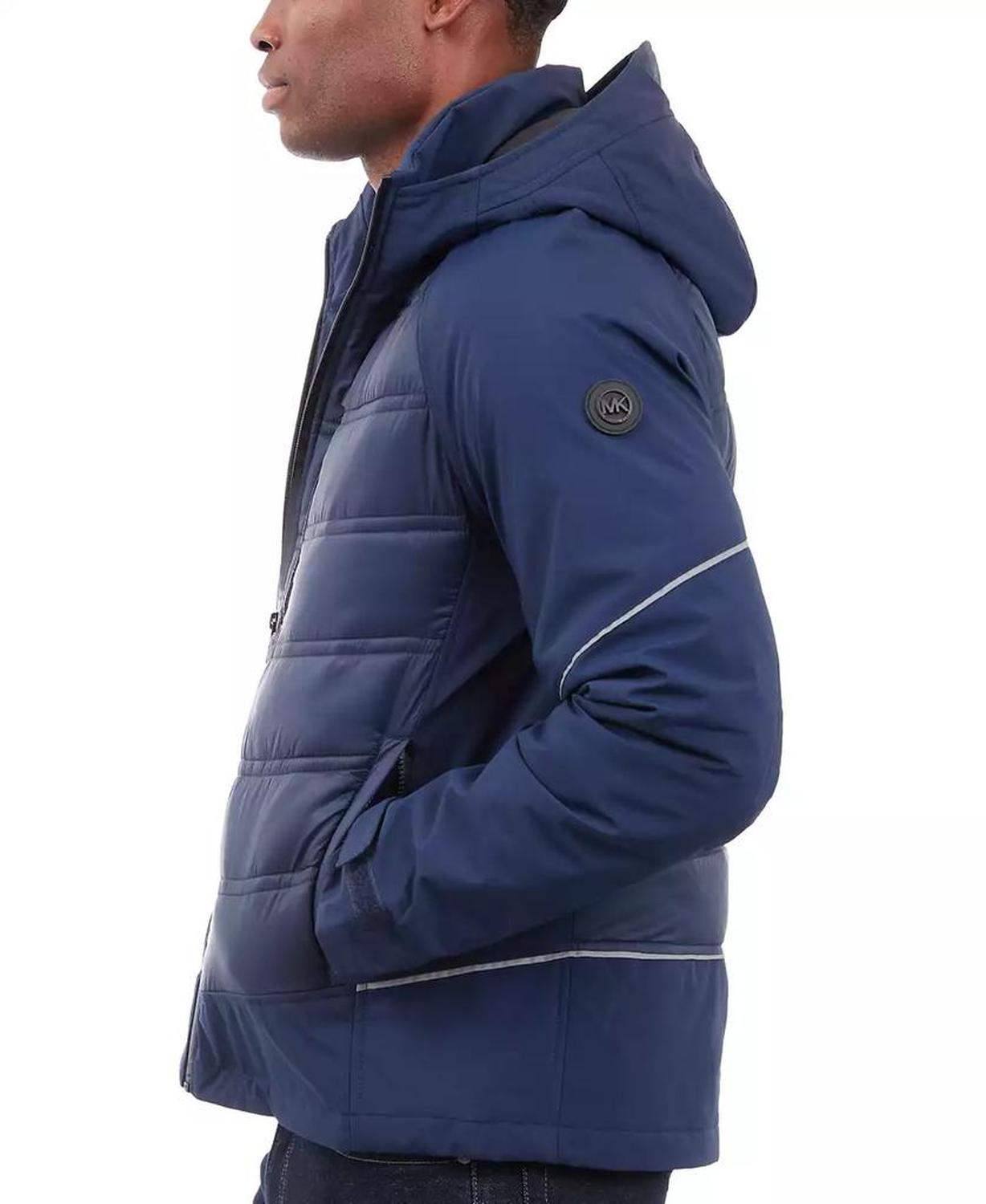 Men's Mixed-Media Full-Zip Hooded Jacket