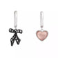 Faux Cultured Pearl Bowtique Charm Mismatch Huggies Earrings