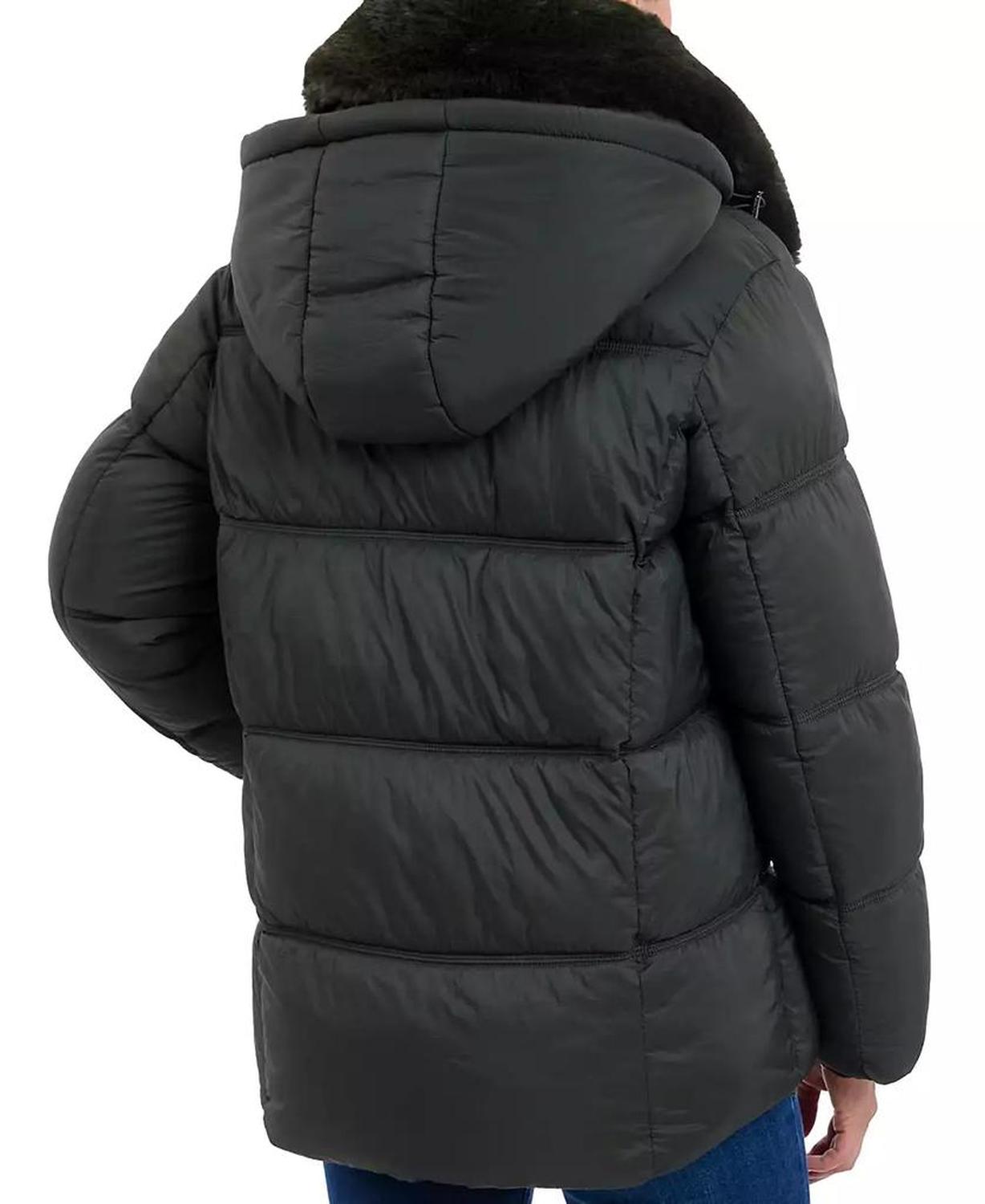 Women's Faux-Fur-Collar Hooded Puffer Coat, Created for Macy's