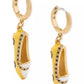 Gold-Tone Gogo Taxi Flat Charm Huggie Hoop Earrings