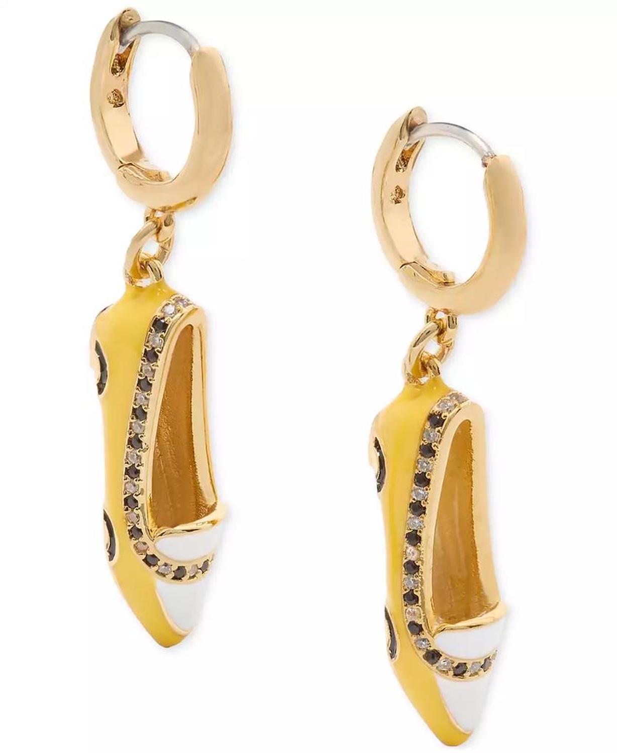 Gold-Tone Gogo Taxi Flat Charm Huggie Hoop Earrings