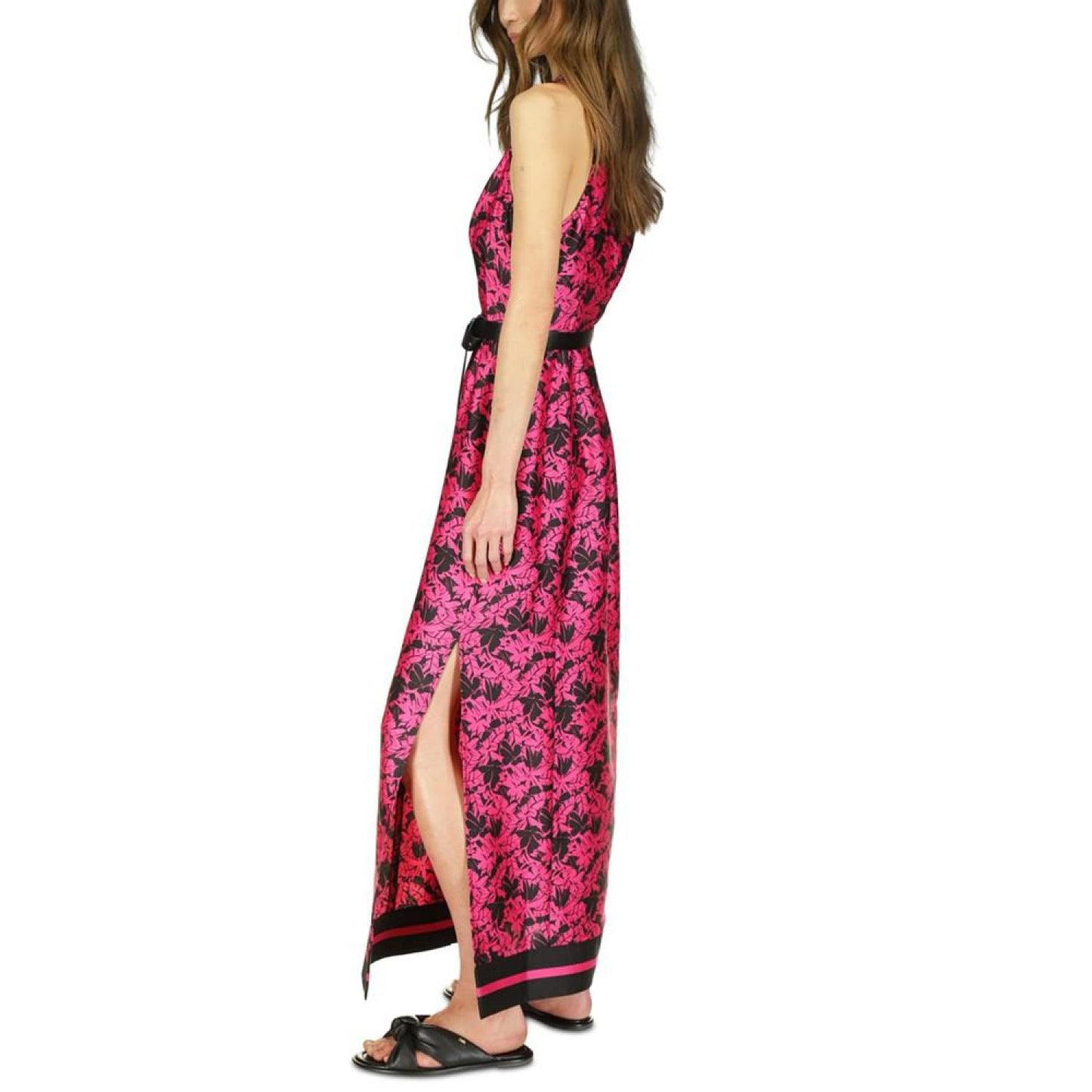 MICHAEL Women's Belted Floral-Print Maxi Dress