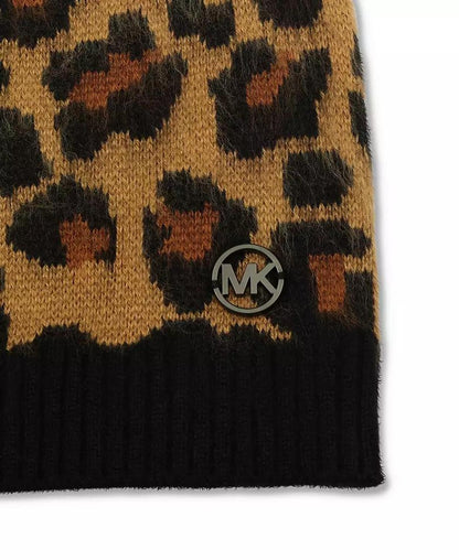 Women's Brushed Three Color Leopard Beanie