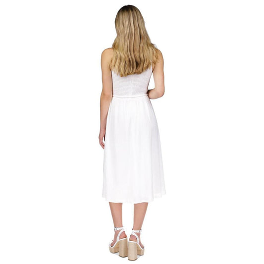 Women's Smocked Textured Sleeveless Midi Dress