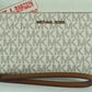 Michael Kors Jet Set Travel ivory Signature PVC Continental Wallet Wristlet