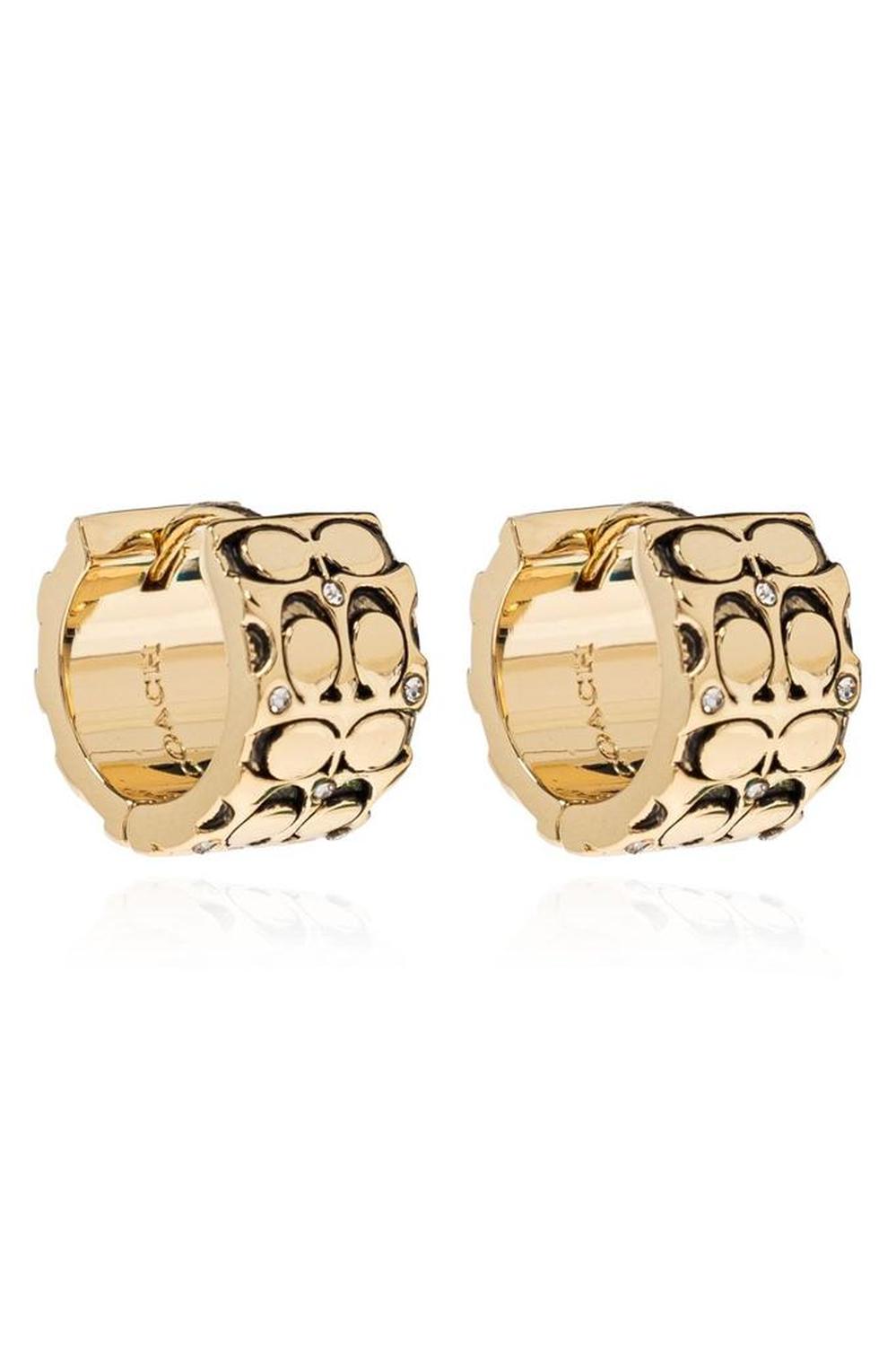 Coach Signature Quilted Huggie Earrings