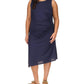 Plus Size Solid Crew Neck Drape Dress