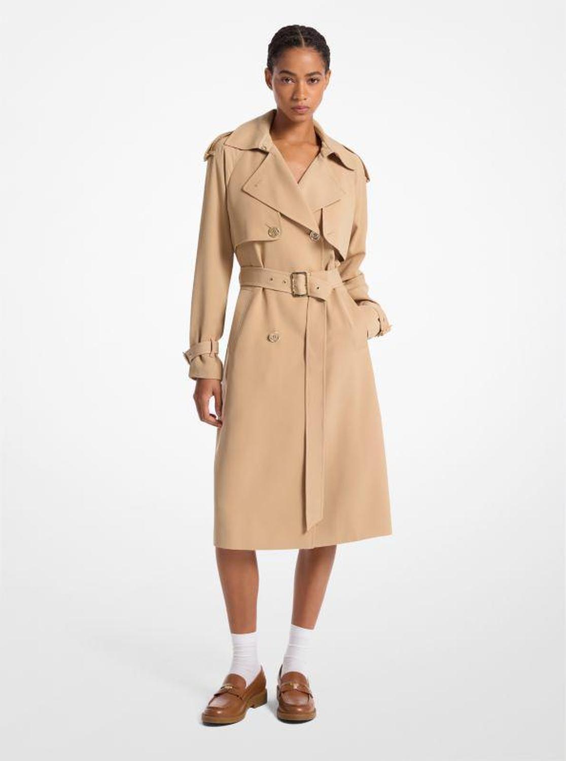 Draped Woven Trench Coat