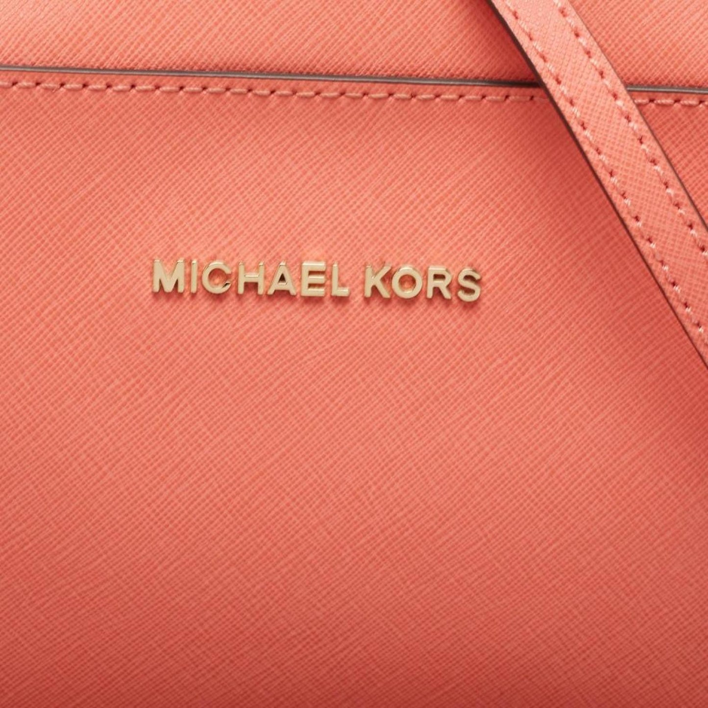 Michael Michael Kors Peach Saffiano Leather Jet Set Camera Crossbody Bag