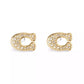 Faux Stone Signature Pave C Stud Earrings