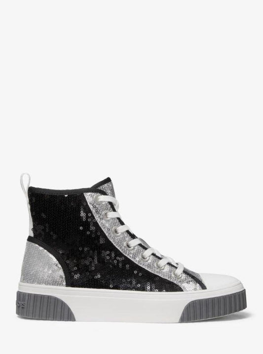 Gertie Two-Tone Sequined Canvas High-Top Sneaker