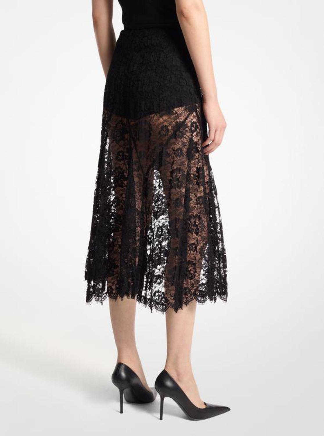 Crushed Floral Lace Skirt