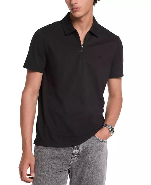 Men's Sleek Regular-Fit 1/4-Zip Piqué Polo Shirt