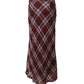 Michael Kors Plaid Maxi Skirt in Red Silk-Voile