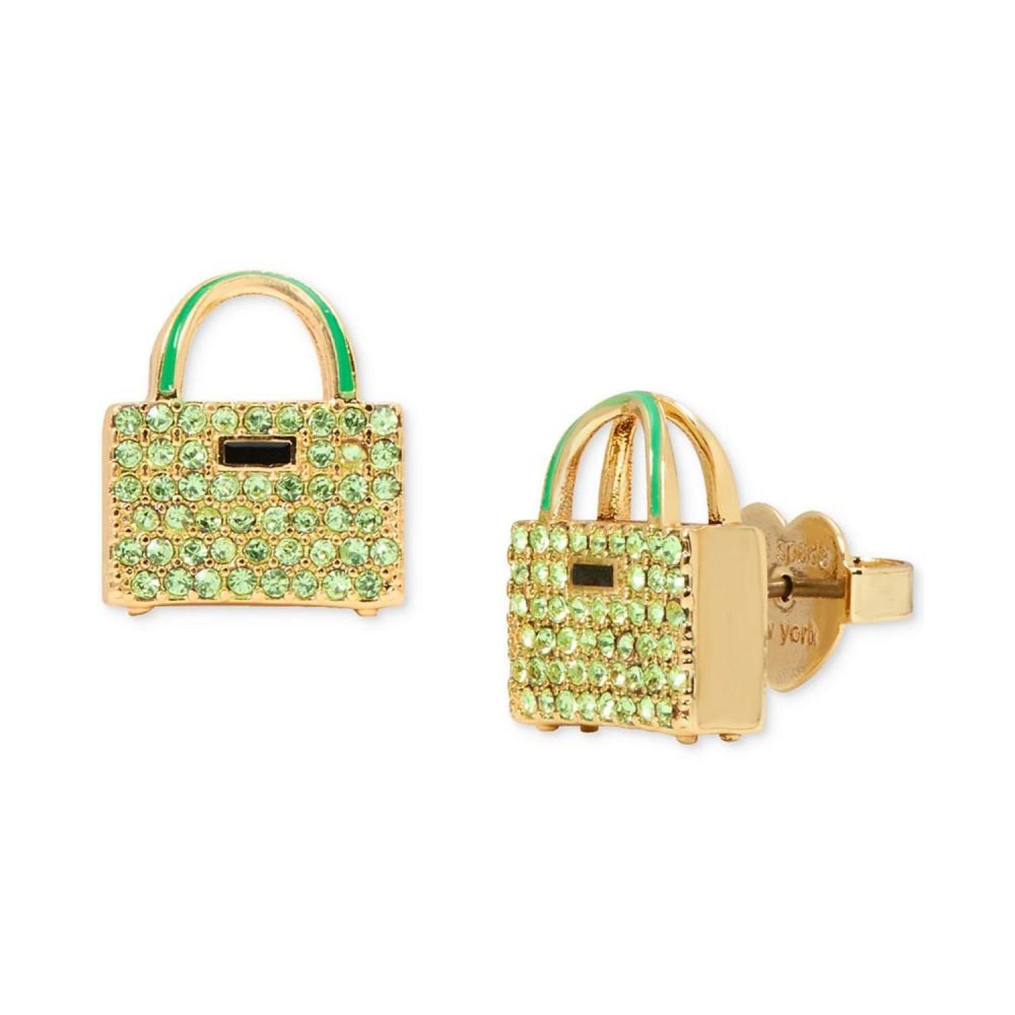 Gold-Tone Pavé Handbag Stud Earrings