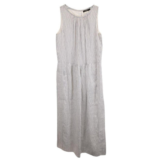 Weekend Max Mara Striped Sleeveless Maxi Dress in Light Blue Cotton