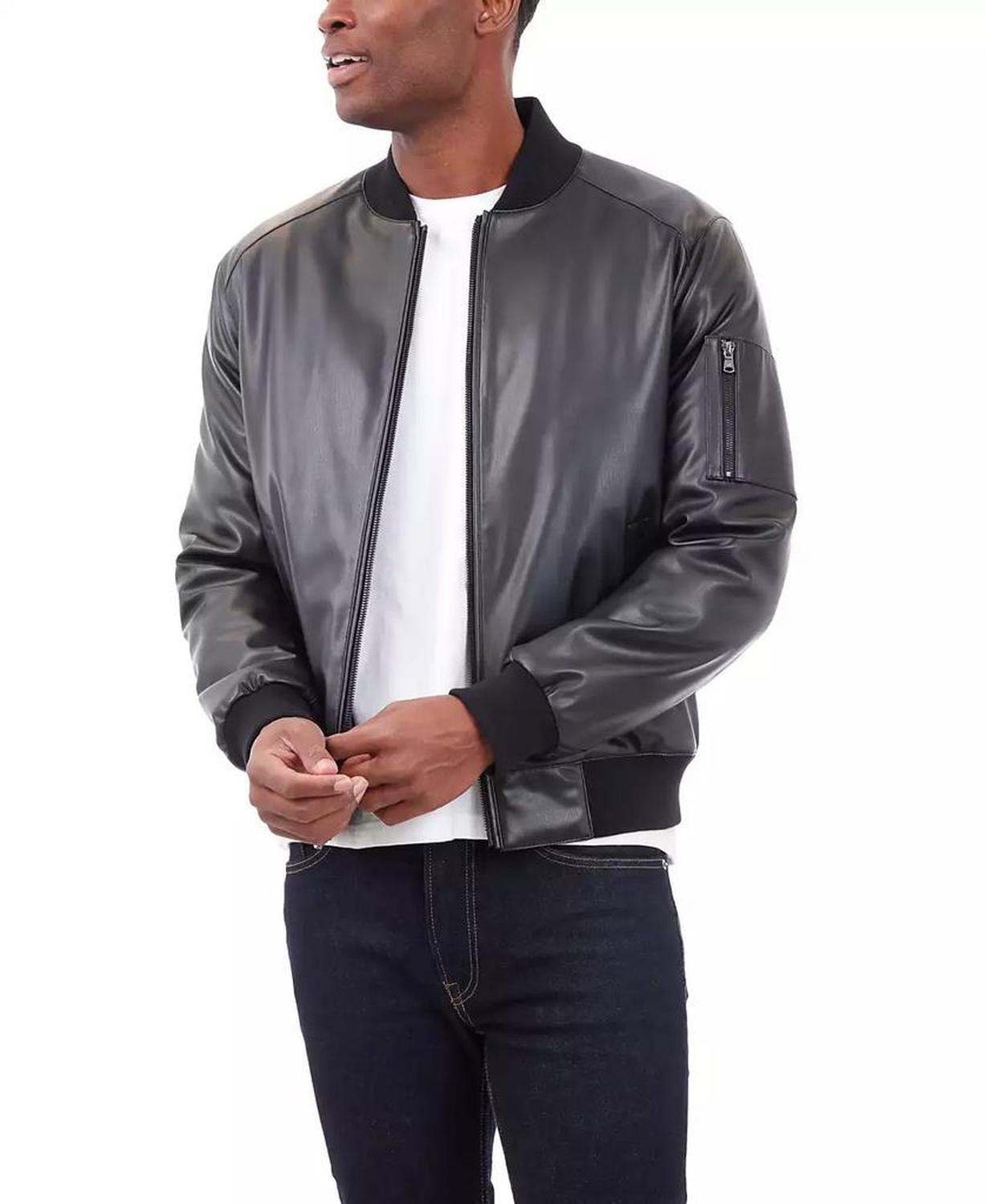 Men's Faux Leather Moto Jacket