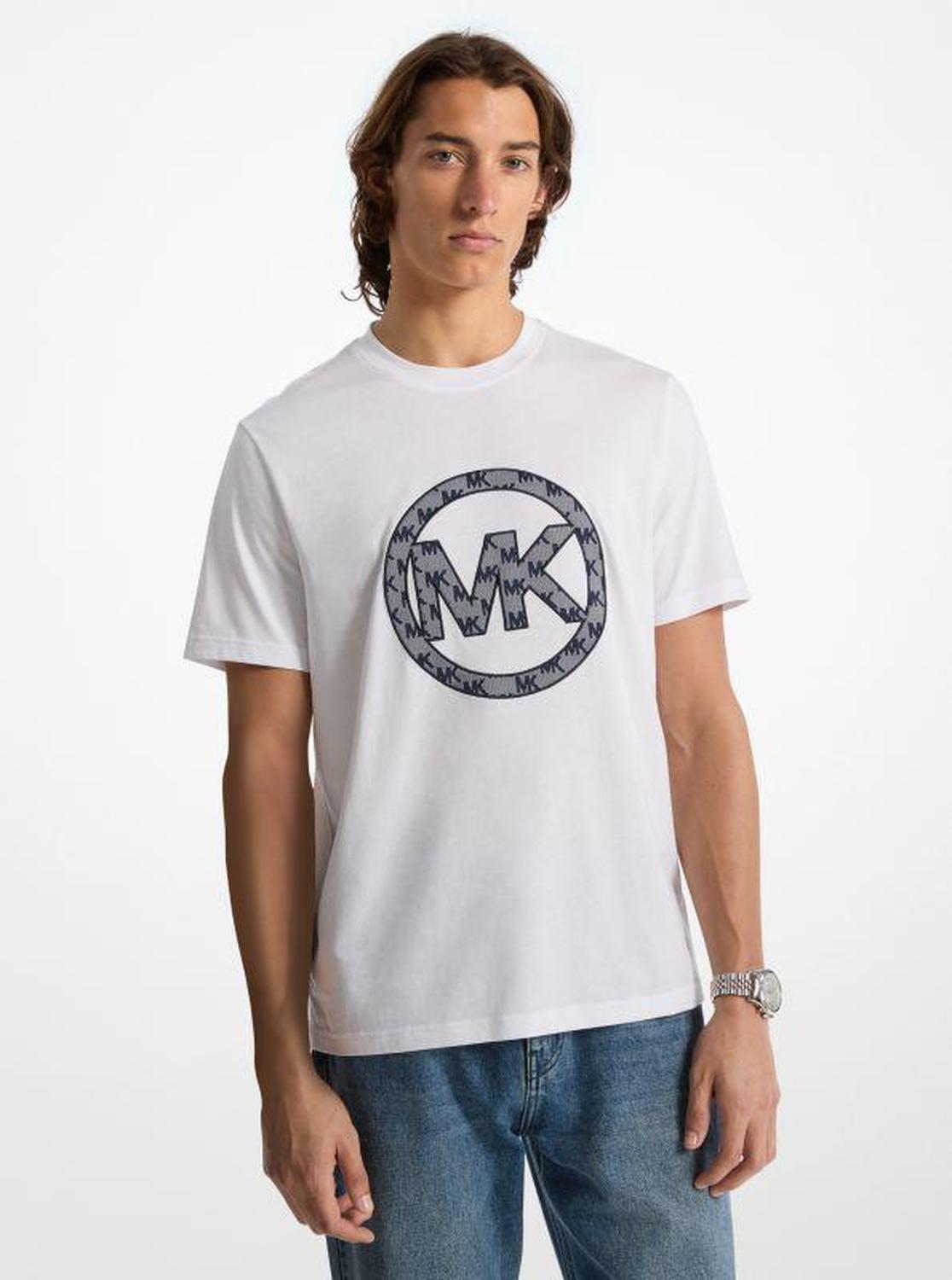 Logo Charm Jacquard Cotton T-Shirt