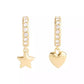 Faux Stone Signature Heart Star Charm Huggies Earrings