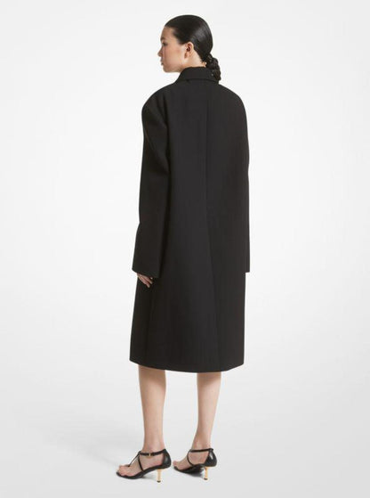 Bonded Wool Blend Gabardine Overcoat