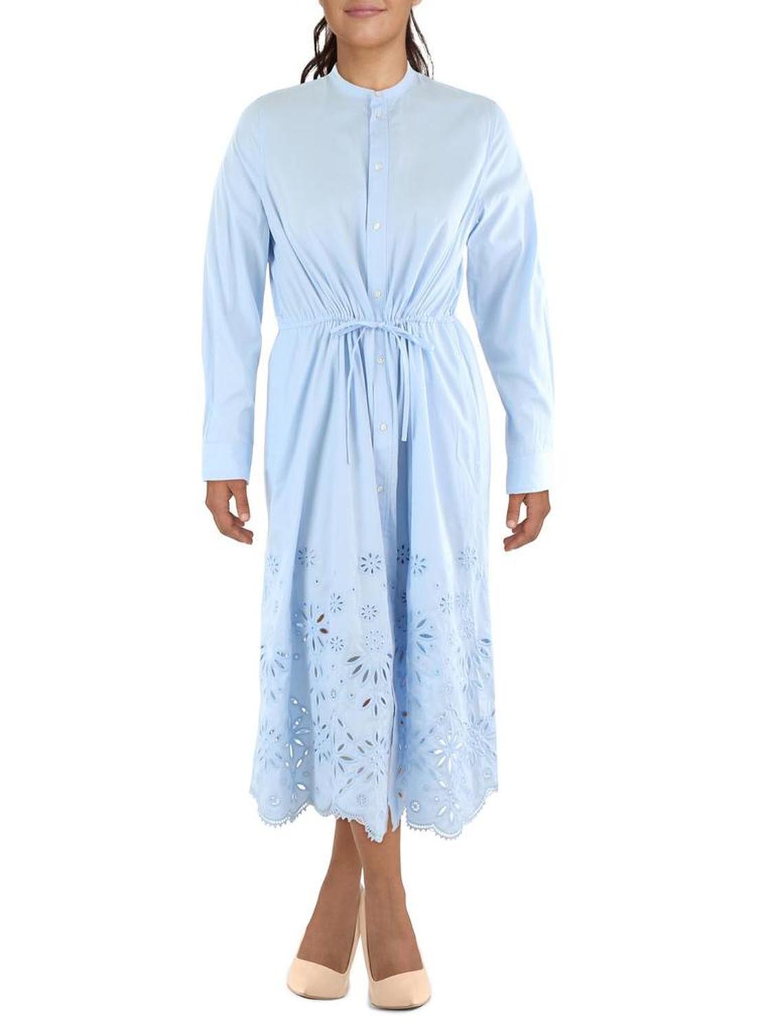 Womens Eyelet Long Shirtdress