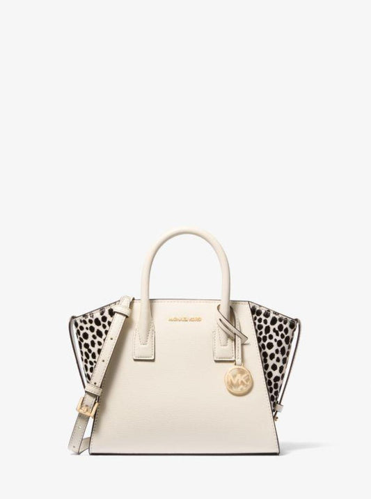 Avril Small Leather and Cheetah Print Calf Hair Satchel