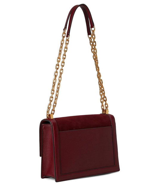 Deco Pebbled Leather And Suede Chain Shoulder