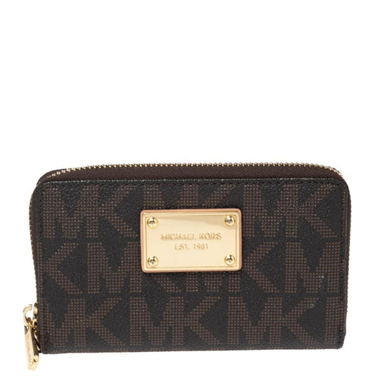 Michael Michael Kors Signature Coated Canvas Logo Zip Around Wristlet Wallet