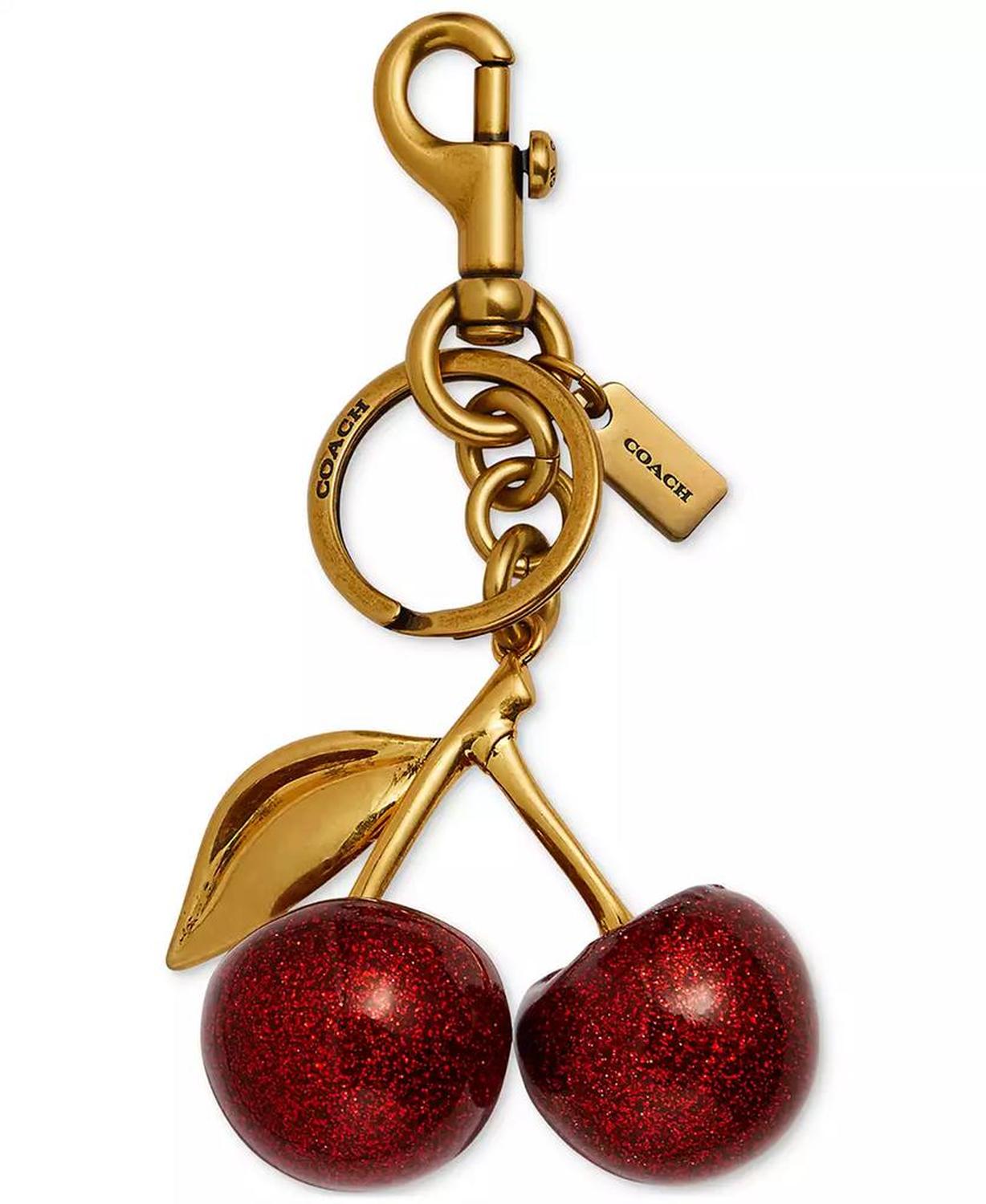 Gold-Tone Red Cherry Bag Charm