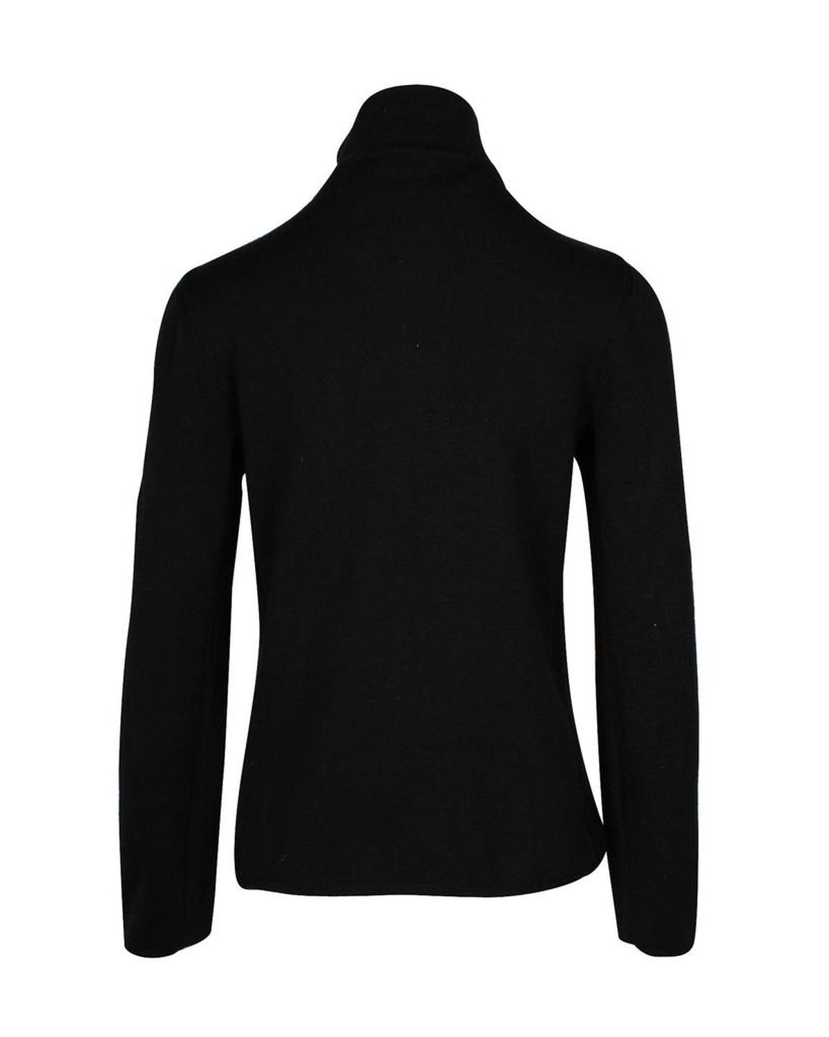 'S  Zipped Mock Neck Sweater in Black Lana Vergine