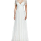 Sequin Lace Tulle Pleated A Line Wedding Dress In White