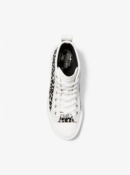 Evy Leopard Print Calf Hair High-Top Sneaker