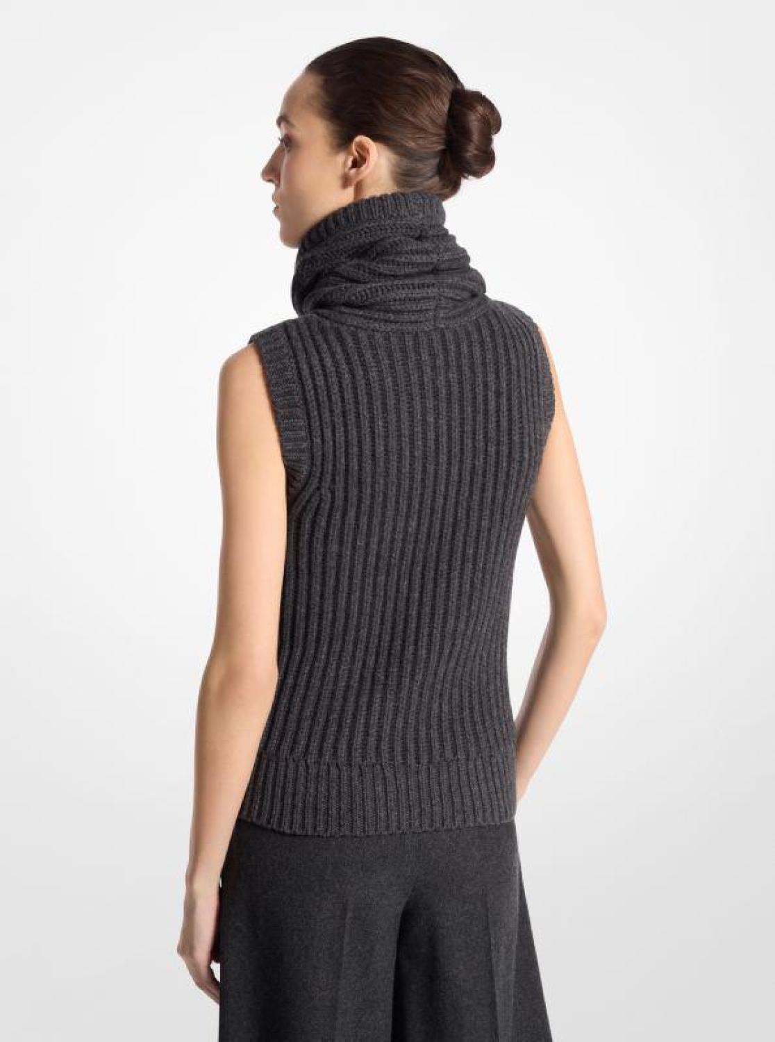 Cashmere Sleeveless Funnel-Neck Sweater