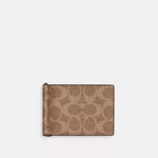 Coach Outlet Slim Money Clip Billfold Wallet In Signature Canvas