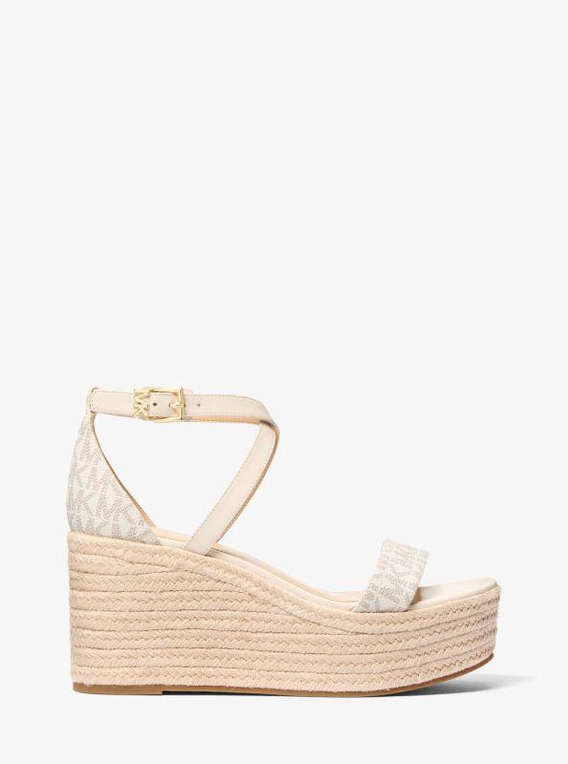 Serena Signature Logo and Leather Wedge Sandal