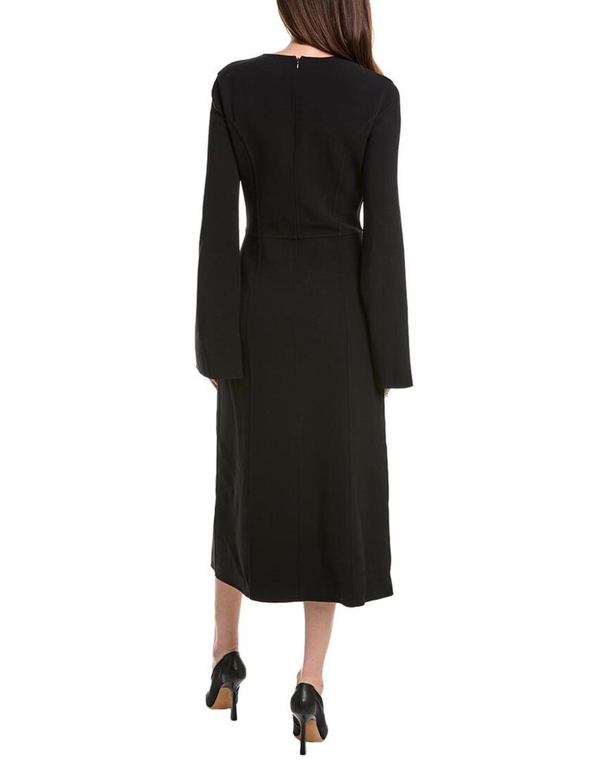 Double Face Crepe Wool-Blend Midi Dress