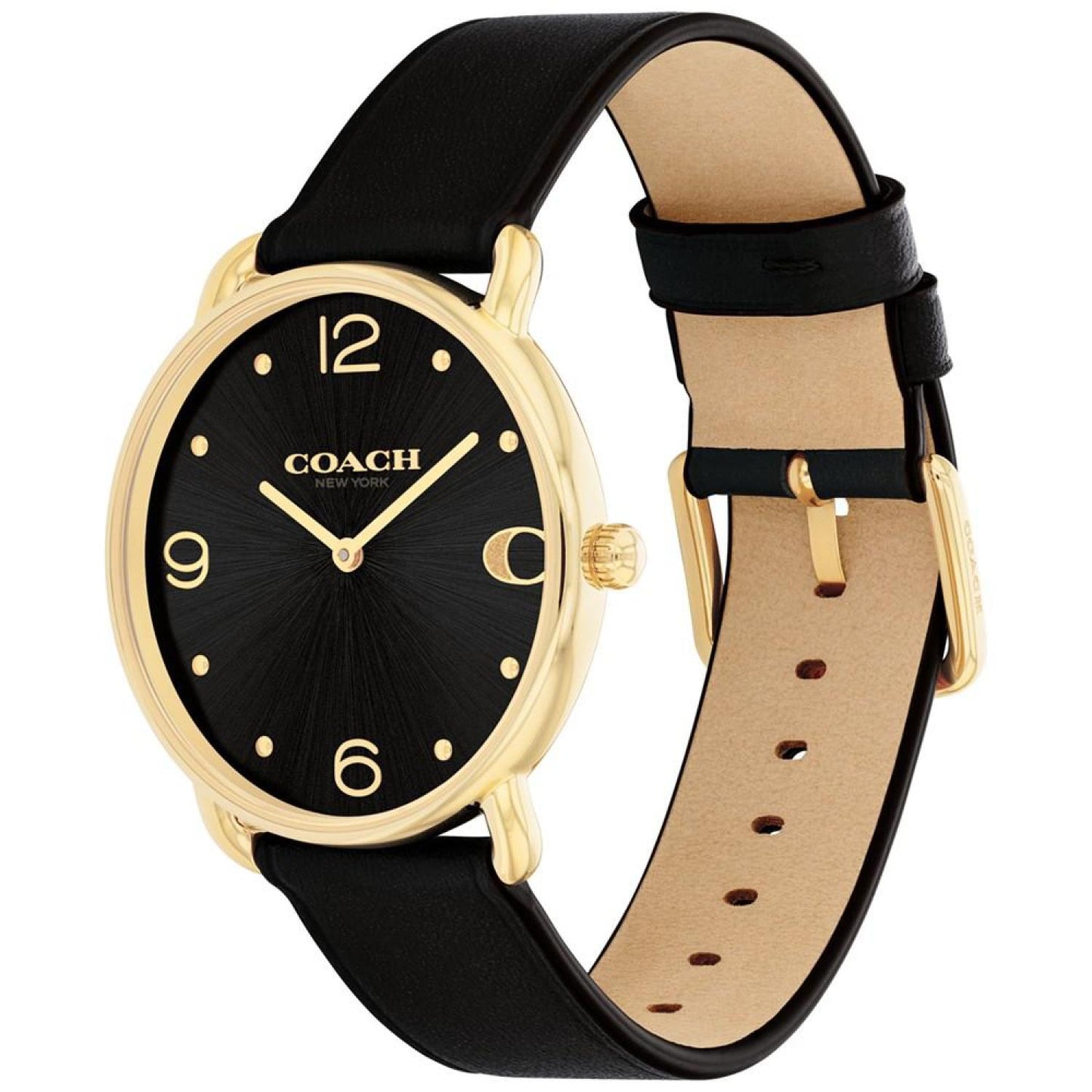 Unisex Elliot Black Leather Strap Watch, 36mm