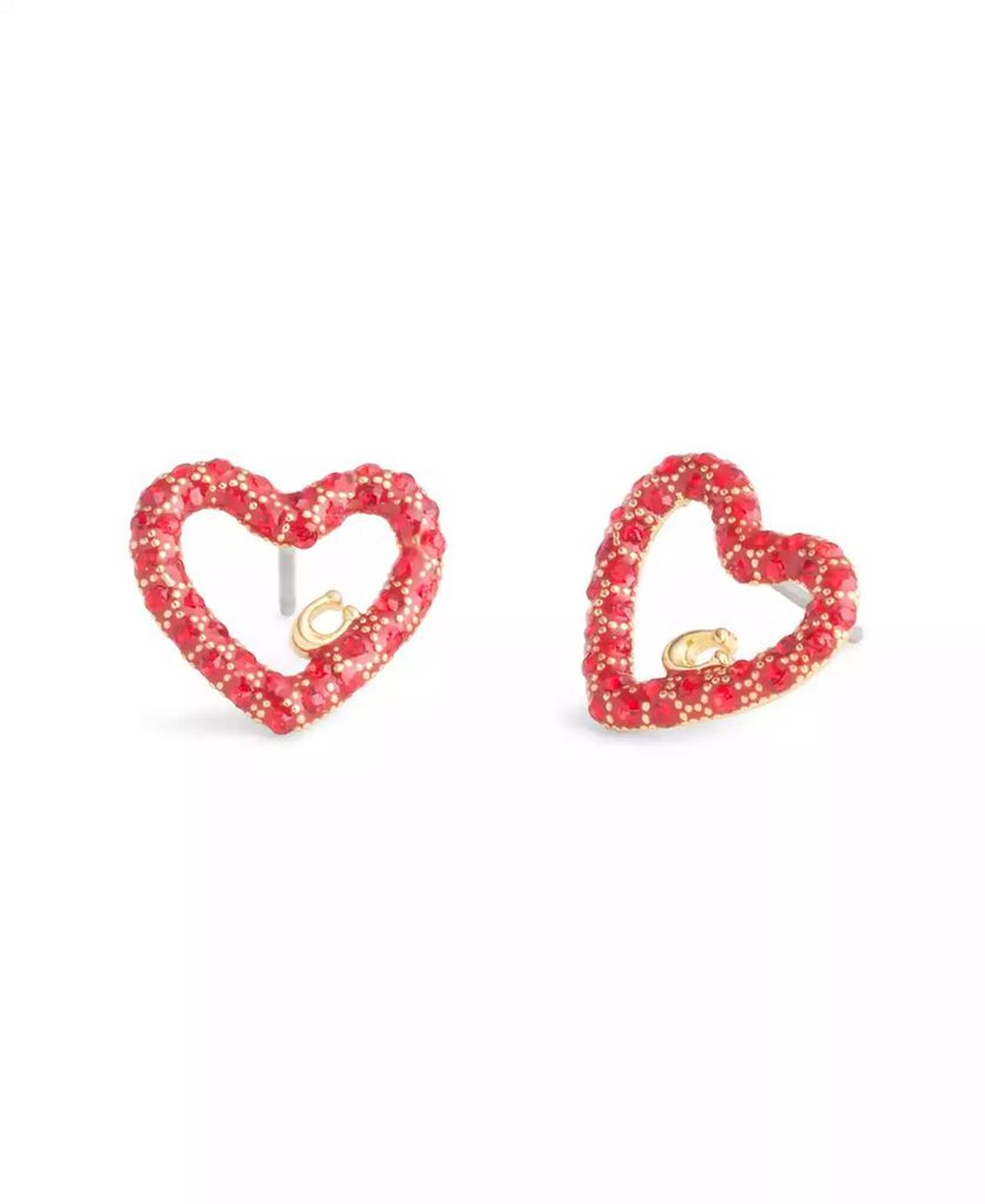 Faux Stone Signature Pavé Heart Stud Earrings