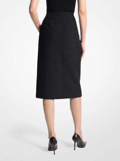 Wool Gabardine Blend Slit Skirt