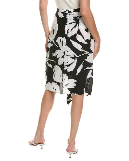 Michael Kors Collection Floral Draped Silk Skirt