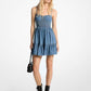 Smocked Bustier Denim Dress