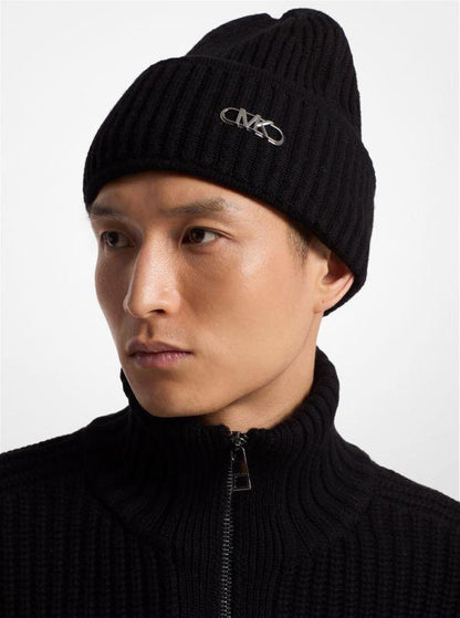 Ribbed Stretch Wool Beanie Hat