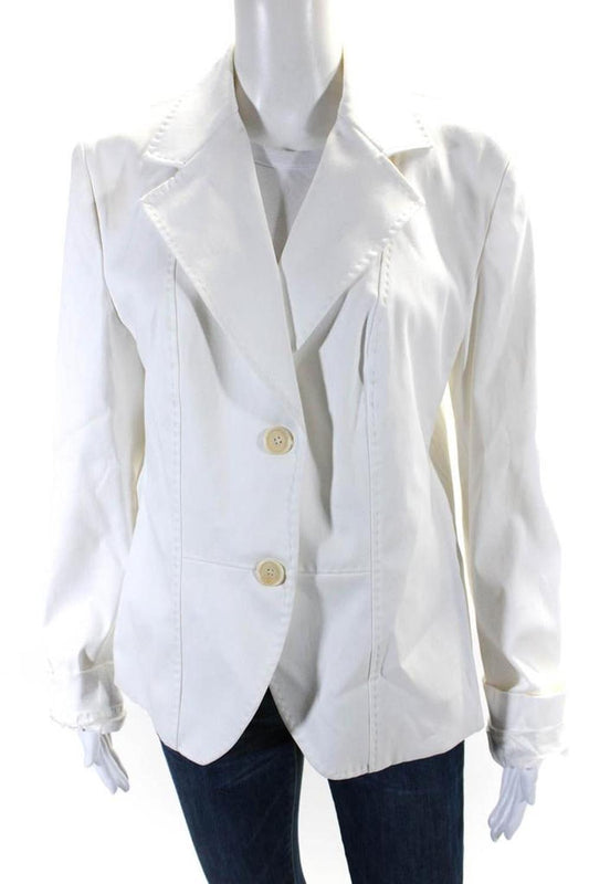 Max Mara Womens Two Button Collared Long Sleeved Blazer Jacket White